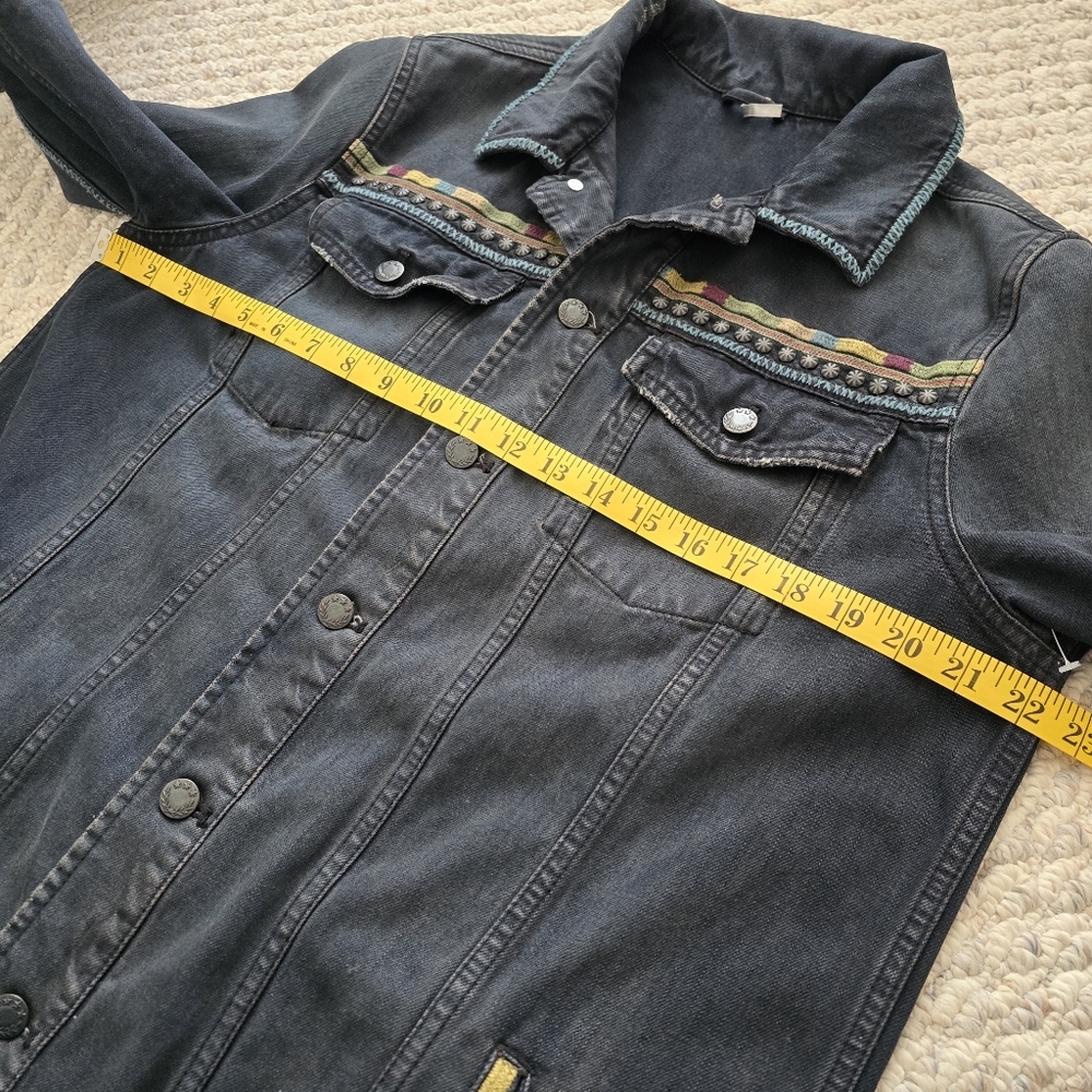 Free People Embellished Military Shirt Jacket Oversized Medium - Picture 10 of 16